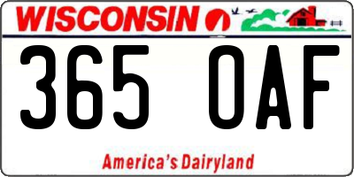 WI license plate 365OAF