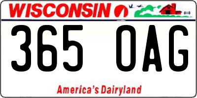 WI license plate 365OAG