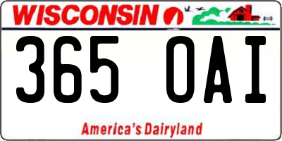 WI license plate 365OAI
