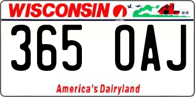 WI license plate 365OAJ