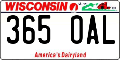 WI license plate 365OAL