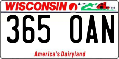 WI license plate 365OAN