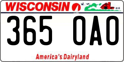 WI license plate 365OAO