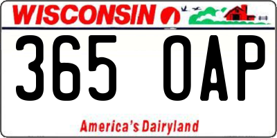 WI license plate 365OAP