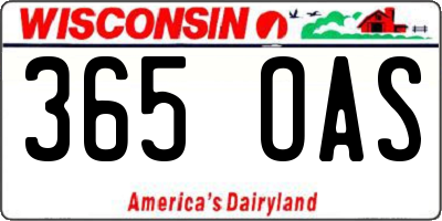 WI license plate 365OAS
