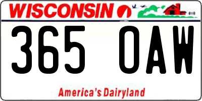 WI license plate 365OAW