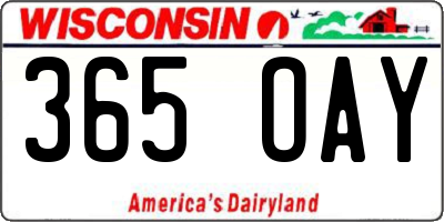WI license plate 365OAY