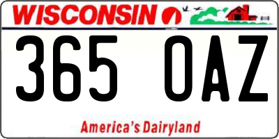 WI license plate 365OAZ