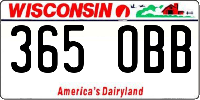 WI license plate 365OBB