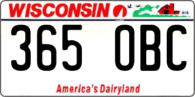WI license plate 365OBC