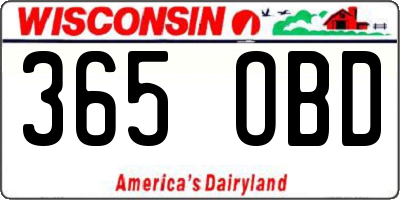 WI license plate 365OBD
