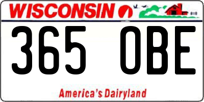 WI license plate 365OBE
