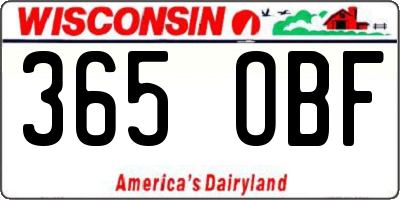 WI license plate 365OBF