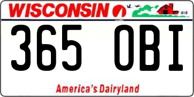 WI license plate 365OBI