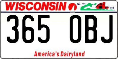 WI license plate 365OBJ