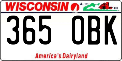 WI license plate 365OBK