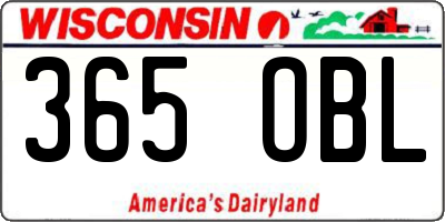 WI license plate 365OBL