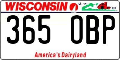 WI license plate 365OBP