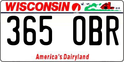 WI license plate 365OBR
