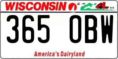 WI license plate 365OBW