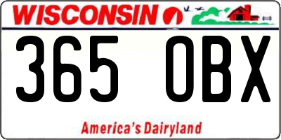 WI license plate 365OBX