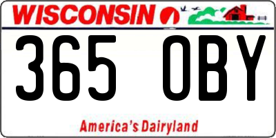 WI license plate 365OBY