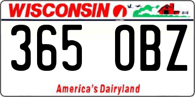 WI license plate 365OBZ
