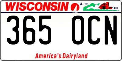WI license plate 365OCN