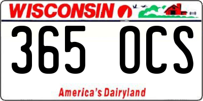 WI license plate 365OCS