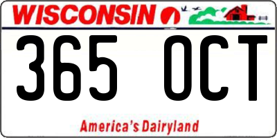 WI license plate 365OCT