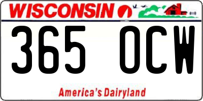 WI license plate 365OCW