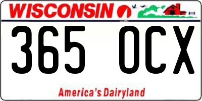 WI license plate 365OCX