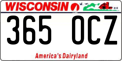WI license plate 365OCZ