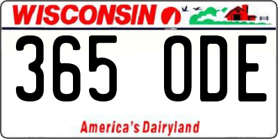 WI license plate 365ODE