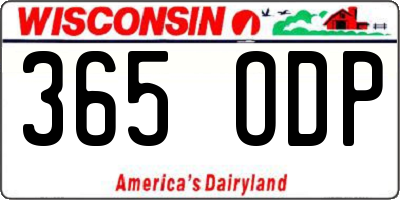 WI license plate 365ODP