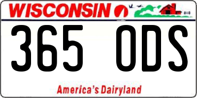 WI license plate 365ODS