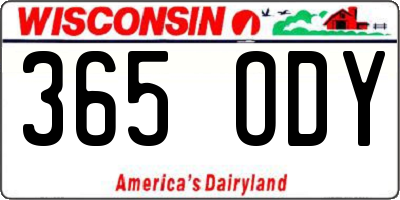 WI license plate 365ODY