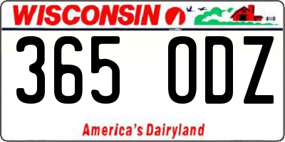 WI license plate 365ODZ