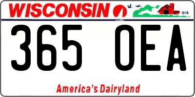 WI license plate 365OEA