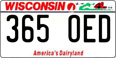 WI license plate 365OED