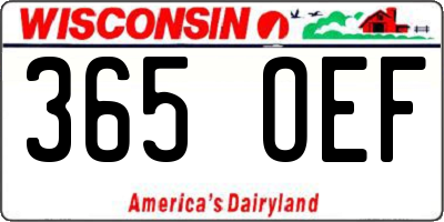 WI license plate 365OEF