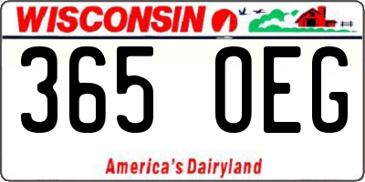 WI license plate 365OEG