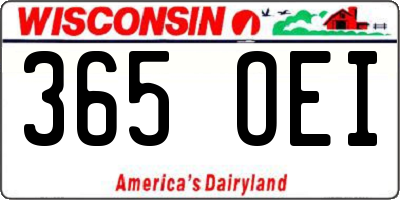 WI license plate 365OEI