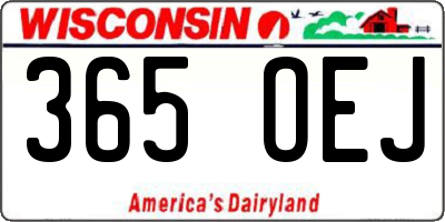 WI license plate 365OEJ
