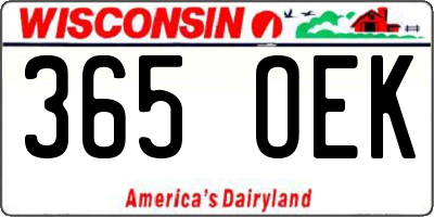 WI license plate 365OEK