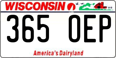 WI license plate 365OEP