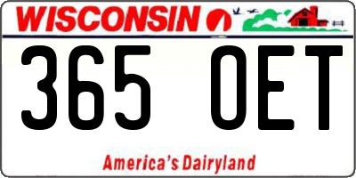 WI license plate 365OET