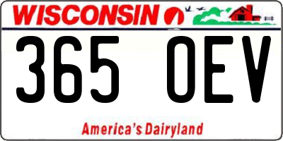 WI license plate 365OEV
