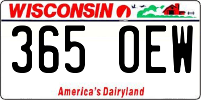 WI license plate 365OEW