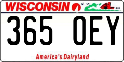 WI license plate 365OEY